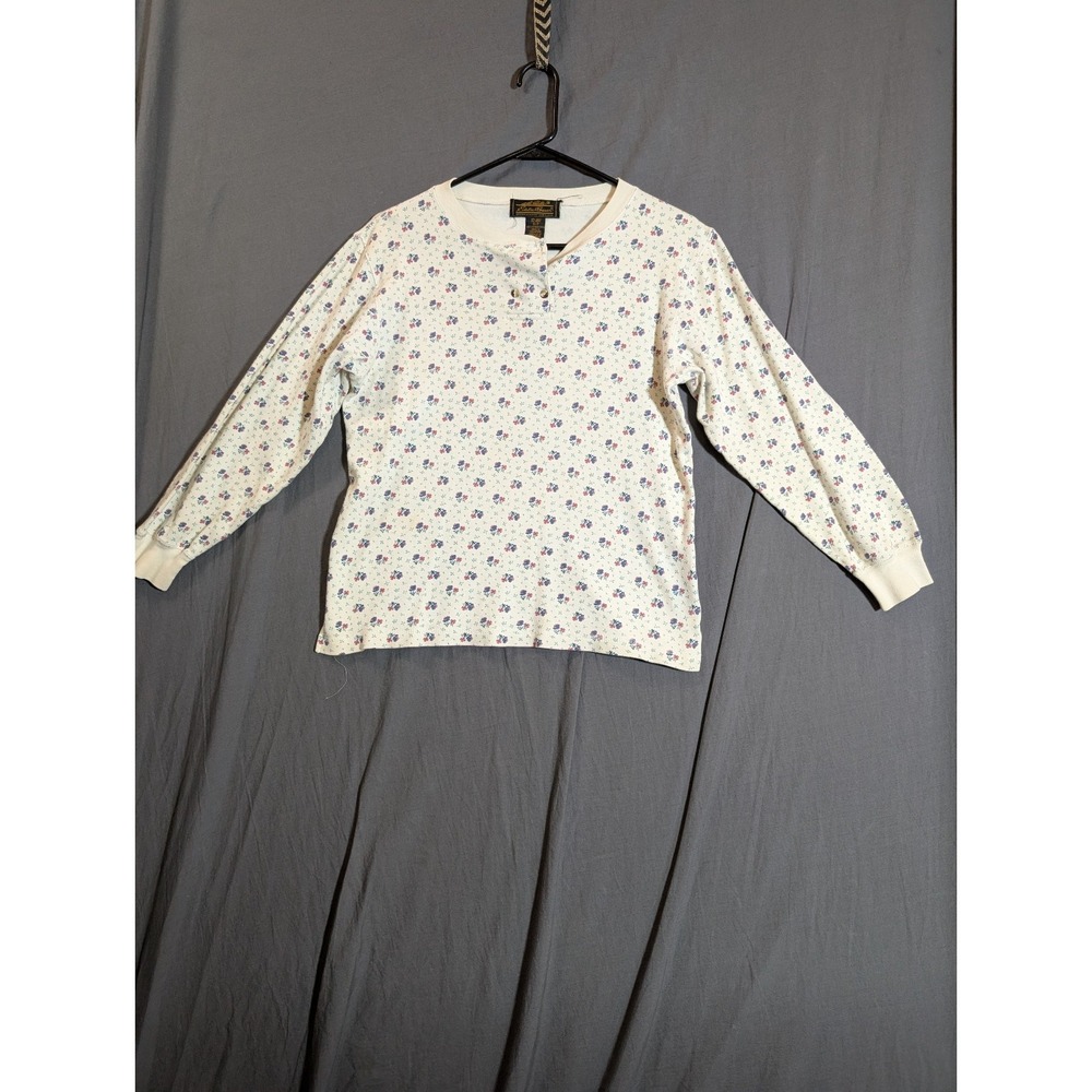 Eddie Bauer Women's Small White Flower Print Long Sleeve